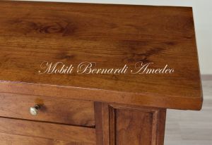 Handcrafted sideboard made of solid walnut with 3 Piedmontese style doors